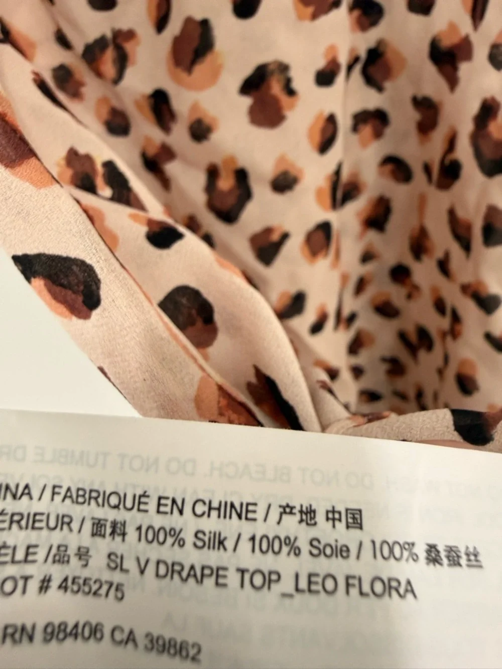 Theory Silk Multi Leopard-Print V-Neck Cami - Beige, Brown & Black - Picture 5 of 5